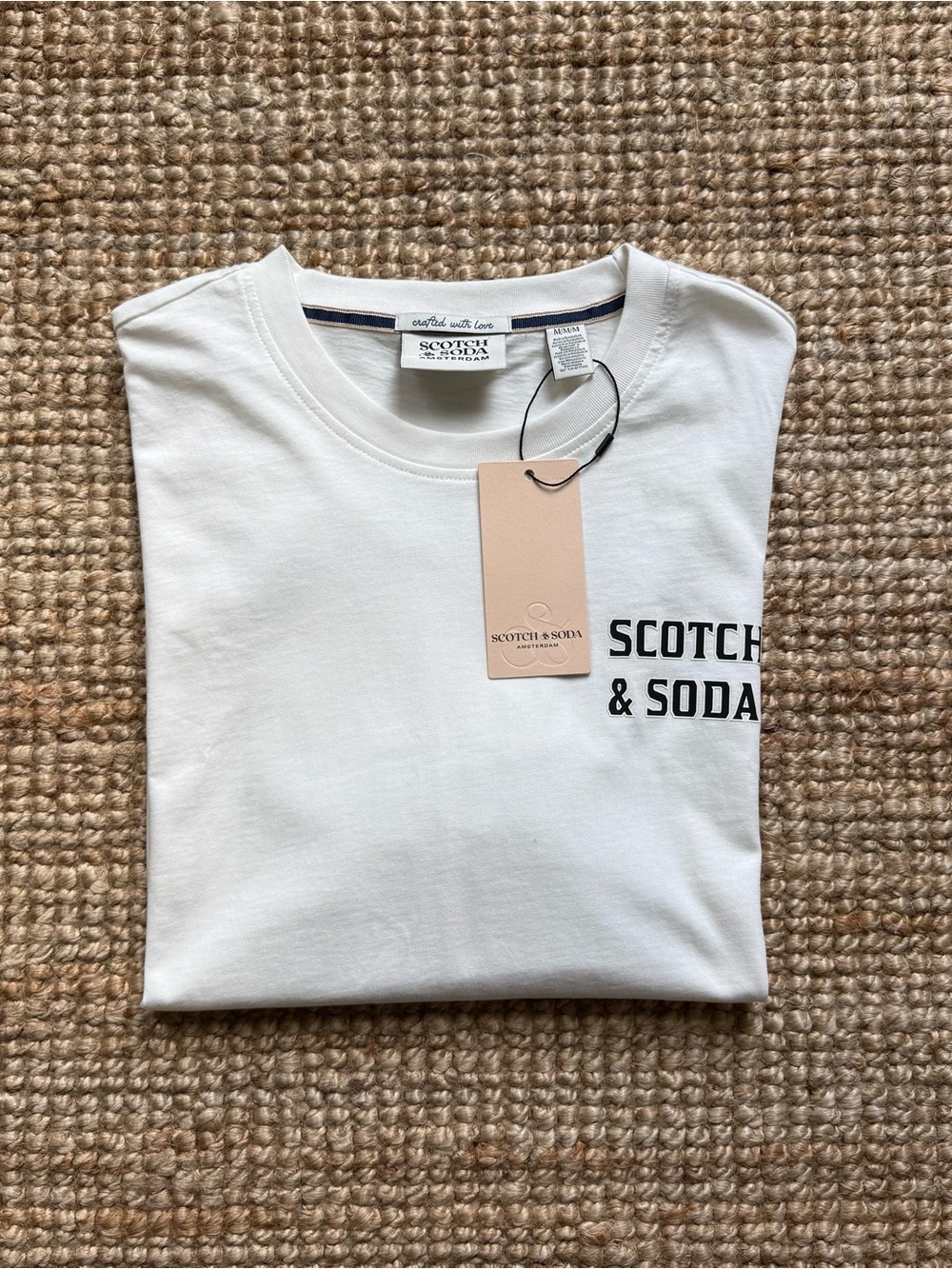NWT Scotch & Soda White Logo Tee Sz M
